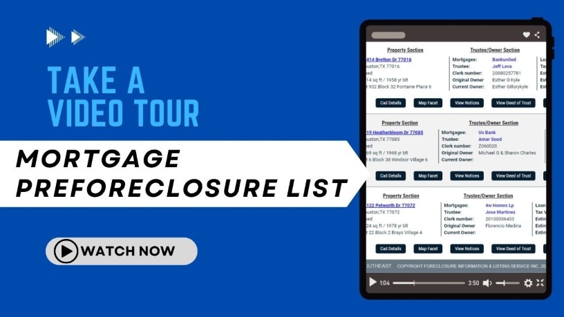 Mortgage Pre-Foreclosure List
